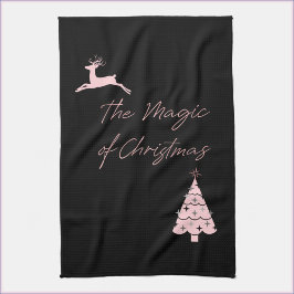 Kerstarengrafie en -boom theedoek