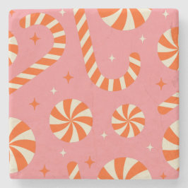 Kerstaretro-patroon voor snoepsuikerriet stenen onderzetter