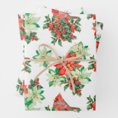 Kerstarode kerbessen Kardinalen Poinsettia Inpakpapier Vel (In situ)