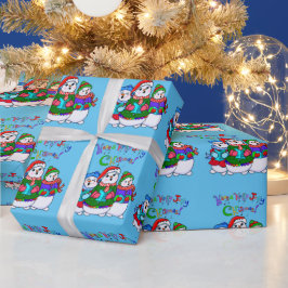 Kerstartikel waarin Snowpeople's hun werkpapier Cadeaupapier
