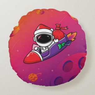 Kerstastronauten Ronde Pillow Rond Kussen