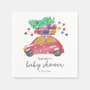 Kerstauto - babyshower servet
