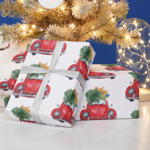 Kerstauto Cadeaupapier