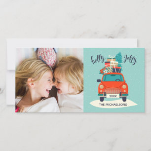 Kerstauto Vakantiefotokaart Feestdagenkaart