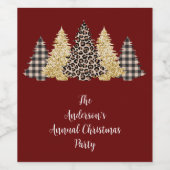 Kerstaven Cheetah Print Buffalo Pset Glitter Wijn Etiket (Enkel label)