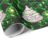 Kerstaven en bomen, groen cadeaupapier (Rol Hoek)