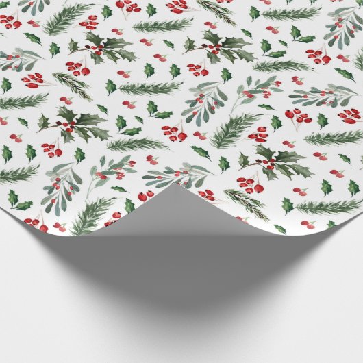 Kerstaven en groen lederen patroon cadeaupapier (Hoek)