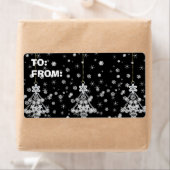 Kerstaven en Snowflakes Etiket (Insitu)