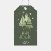 Kerstaven en Snowflakes Green ID863 Cadeaulabel (Voorkant)