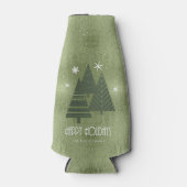 Kerstaven en Snowflakes Green ID863 Flesjeskoeler (Voorkant)