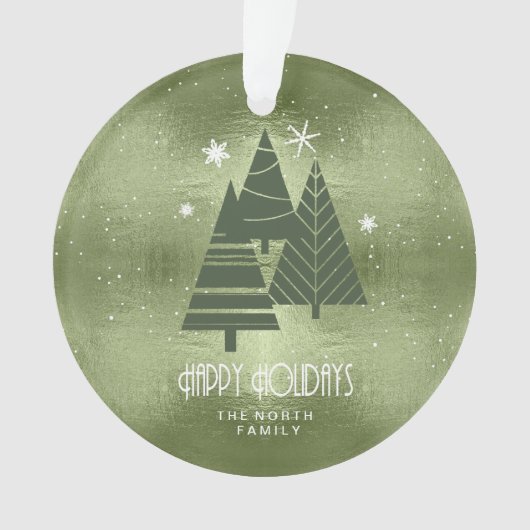 Kerstaven en Snowflakes Green ID863 Ornament (voorkant)