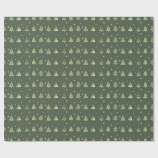 Kerstaven en Snowflakes Pattern Green ID863 Cadeaupapier (Vlak)