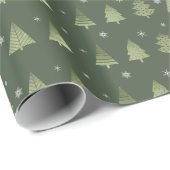 Kerstaven en Snowflakes Pattern Green ID863 Cadeaupapier (Rol Hoek)