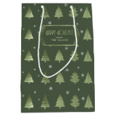 Kerstaven en Snowflakes Pattern Green ID863 Medium Cadeauzakje (Voorkant)