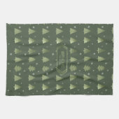 Kerstaven en Snowflakes Pattern Green ID863 Theedoek (Horizontaal)