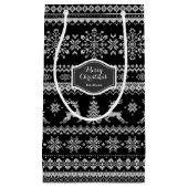 Kerstaveter monogram zwarte toneelpatroon klein cadeauzakje (Voorkant)