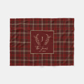 Kerstavid monogram: burgundy fleece deken (Voorkant (Horizontaal))