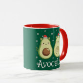 Kerstavocado's Kawaii Cat & Avocado Mok (Voorkant rechts)