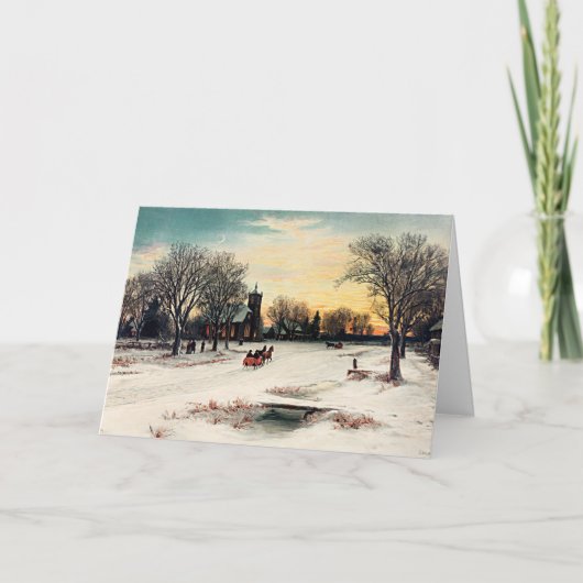 Kerstavond, 1889, vintage schilderij, kaart (Voorkant)