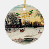 Kerstavond, 1889, Vrolijk kerstfeest! Keramisch Ornament (Voorkant)