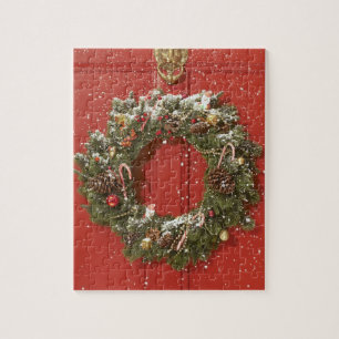 Kerstavond aan de deur hangen legpuzzel