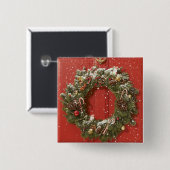 Kerstavond aan de deur hangen vierkante button 5,1 cm (Voorkant /achterkant)