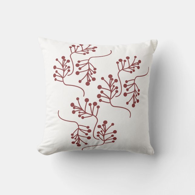 Kerstavond Berry Sprigs Red Branches Kussen (Voorkant)