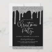 Kerstavond Black Silver Glitter-feestdag Kaart (Voorkant)