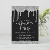 Kerstavond Black Silver Glitter-feestdag Kaart (Staand voorkant)