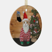 Kerstavond Cat/Kat Keramisch Ornament (Rechts)