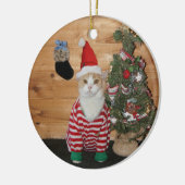 Kerstavond Cat/Kat Keramisch Ornament (Links)