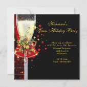 Kerstavond Champagne Red Gold Balls Kaart (Achterkant)