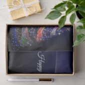 Kerstavond Colorful Tree Navy Blue Rustic Tissuepapier (Geschenk)
