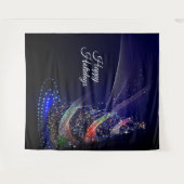 Kerstavond Colorful Tree Navy Blue Rustic Wandkleed (Voorkant (horizontaal))