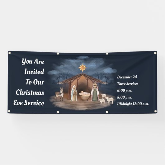 Kerstavond dienst Geboorte Christelijke Kerk Spandoek (Horizontaal)