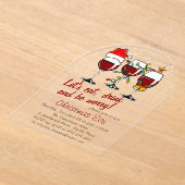 Kerstavond Diner Cocktails Wijnglazen Acryl Uitnodigingen (Laagn)