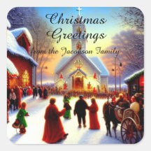 Kerstavond dorpelingen gaan naar Church Kitsch