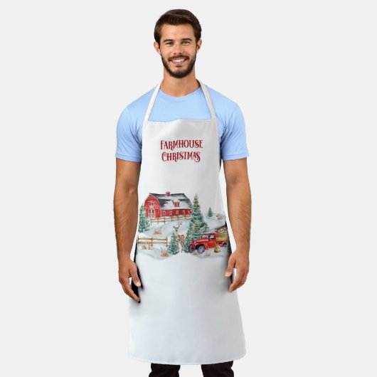 Kerstavond en sneeuwscène voor vrachtwagens schort (Gedragen)