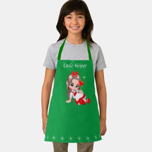 Kerstavond en sneeuwvlokken op groen schort (Insitu)