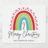 Kerstavond feestelijke regenboogsnoepriet likeurfles etiket (Enkel label)