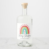 Kerstavond feestelijke regenboogsnoepriet likeurfles etiket (Voorkant)