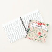 Kerstavond Floral Pattern Monogram Notitieboek (Binnen)