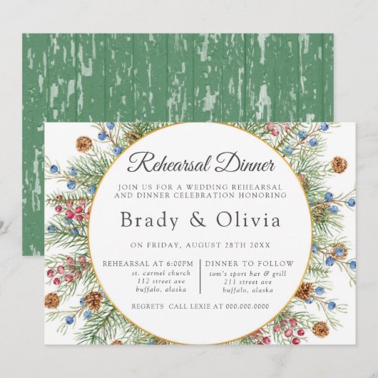 Kerstavond Gold Geometric Rehearsal Kaart (Voorkant / Achterkant)