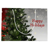 Kerstavond Groene Boom Rode Zilveren Snowflakes Groot Cadeauzakje (Achterkant)