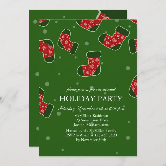 Kerstavond Groene feestdag Kaart (Voorkant / Achterkant)