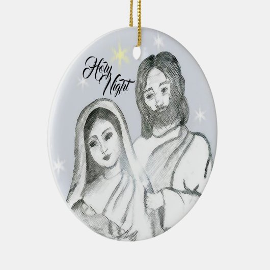 Kerstavond Heilig Nachtelijk Keramisch Ornament (Rechts)