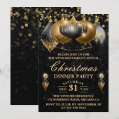 Kerstavond in Black & Gold Baubles Kaart (Voorkant / Achterkant)