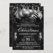 Kerstavond in Black & Silver Baubles Kaart (Voorkant / Achterkant)