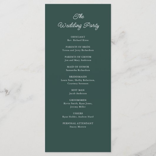 Kerstavond in Burgundy en White Poinsettia Programma (Achterkant)