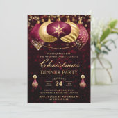Kerstavond in Burgundy & Gold Baubles Kaart (Staand voorkant)